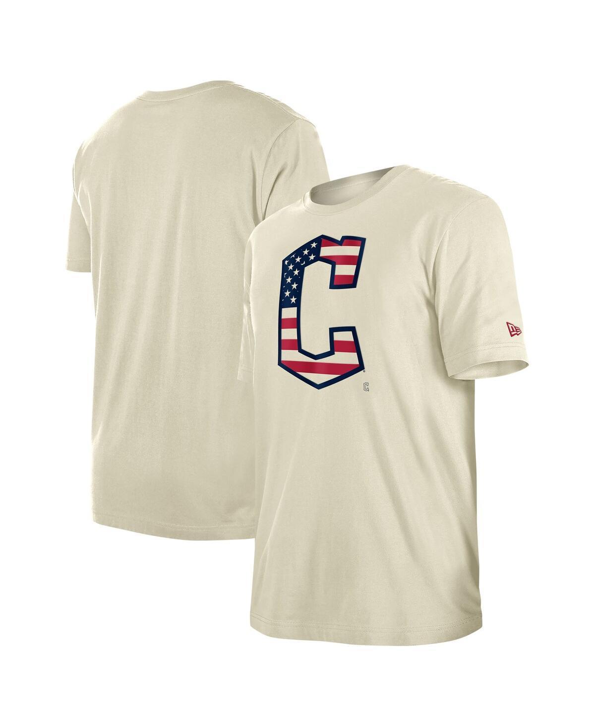 Mens New Era Cream Cleveland Guardians 4th of July Flag Fill T-Shirt Product Image