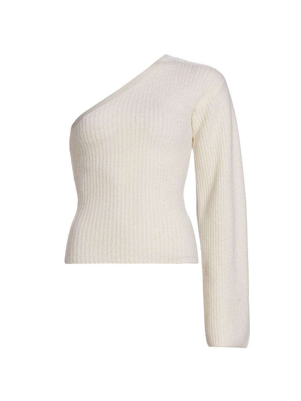 Womens Rib-Knit Cashmere One-Shoulder Top Product Image