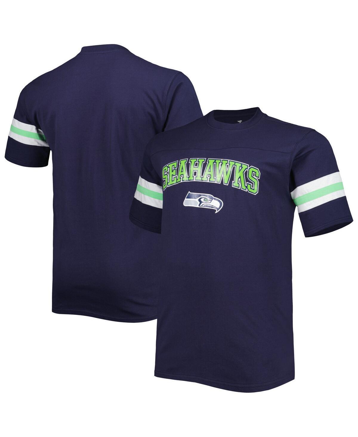 Mens College Navy Seattle Seahawks Big and Tall Arm Stripe T-shirt Product Image