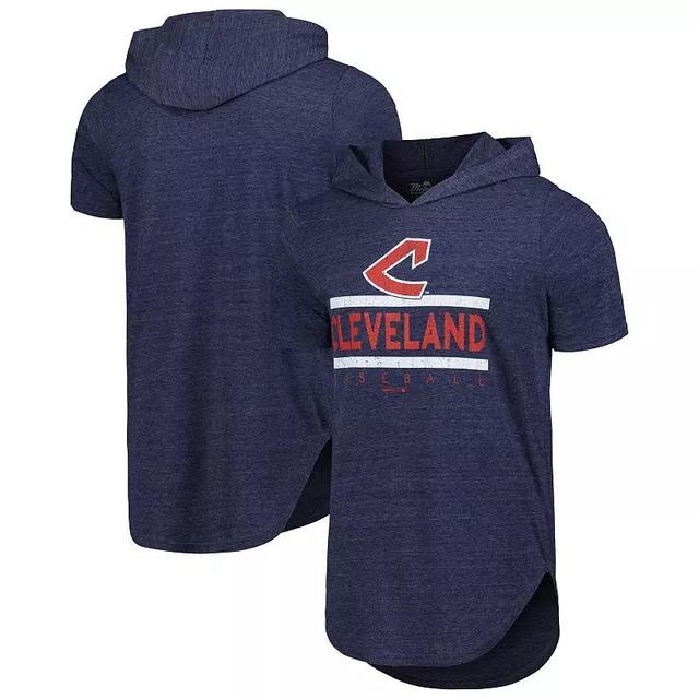 Mens Majestic Threads Navy Cleveland Guardians Tri-Blend Hoodie T-Shirt Grd Blue Product Image