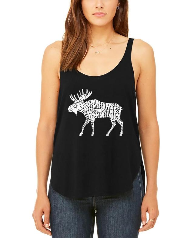 La Pop Art Womens Premium Moose Word Art Flowy Tank Top Product Image