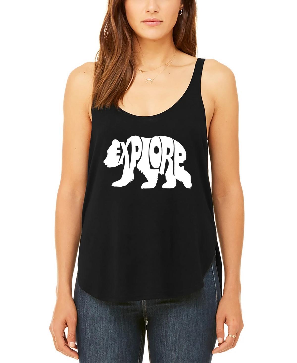 La Pop Art Womens Premium Word Art Explore Flowy Tank Top Product Image