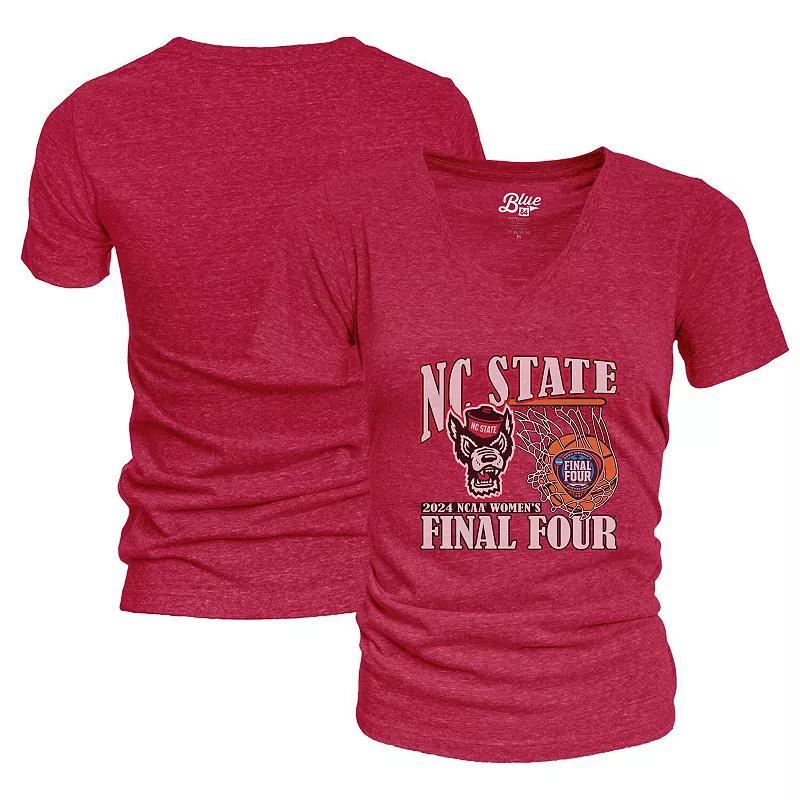 Womens Blue 84 Red NC State Wolfpack 2024 NCAA Womens Basketball Tournament March Madness Final Four Tri-Blend V-Neck T-Shirt Product Image