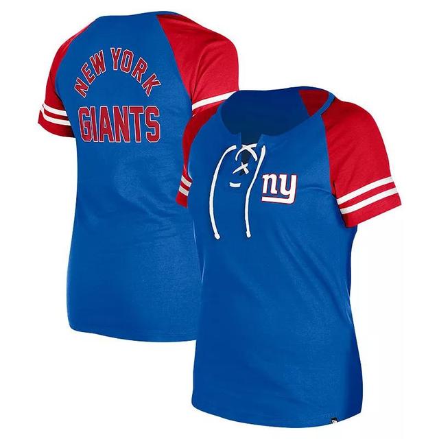 Womens New Era Royal New York Giants Lace-Up Raglan T-Shirt Product Image