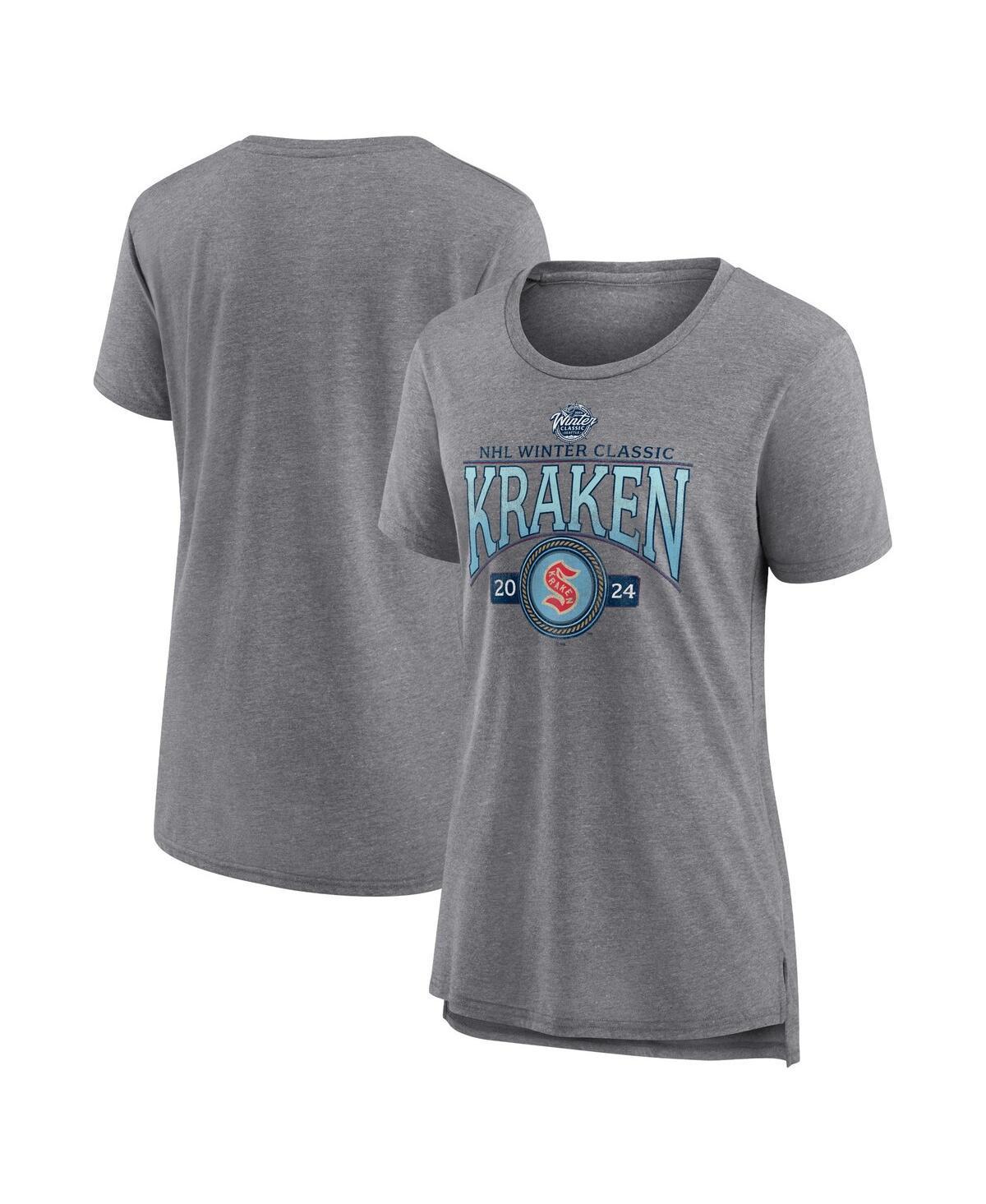 Womens Fanatics Heather Gray Seattle Kraken 2024 Nhl Winter Classic Distressed Tri-Blend T-shirt Product Image