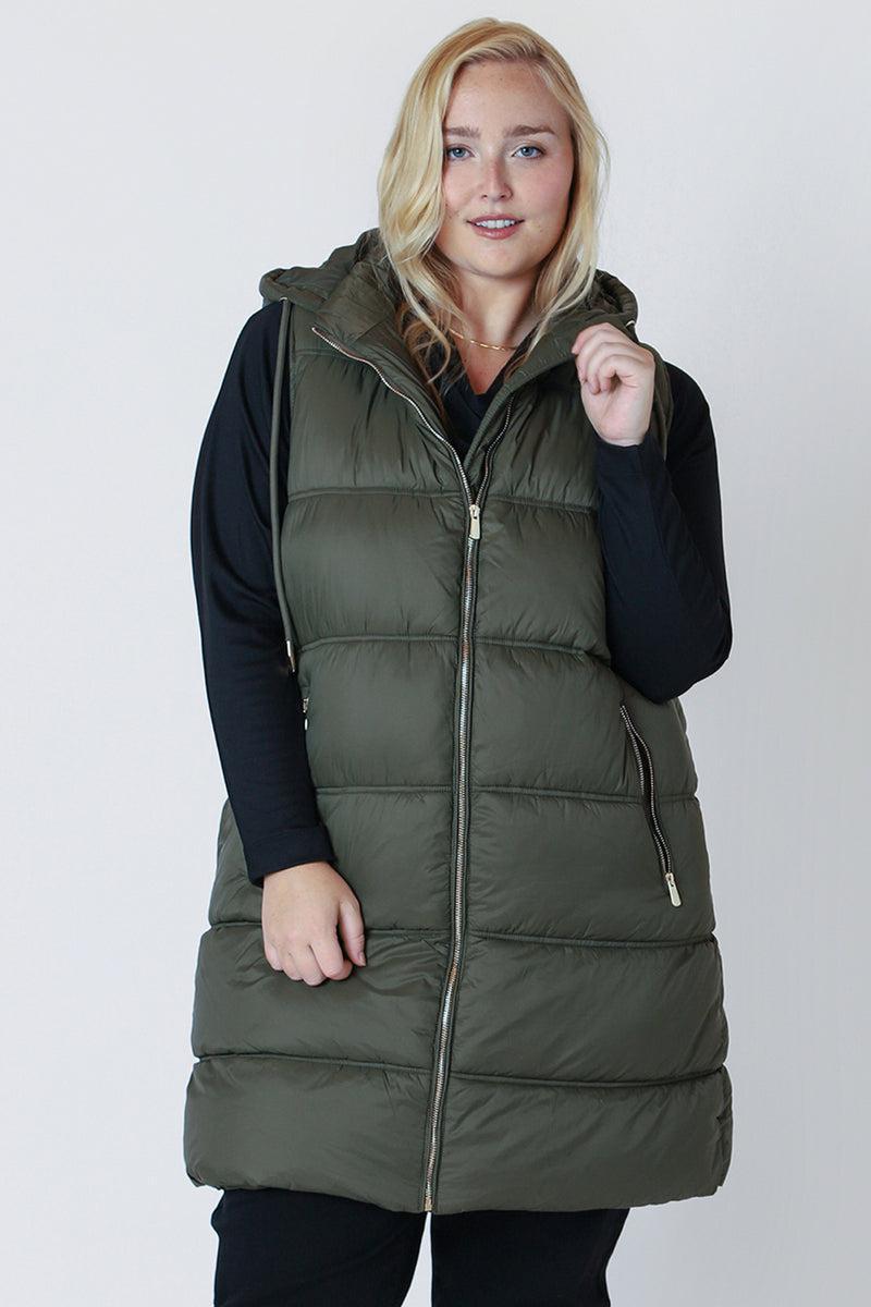 Olive Long Puffer Vest product image