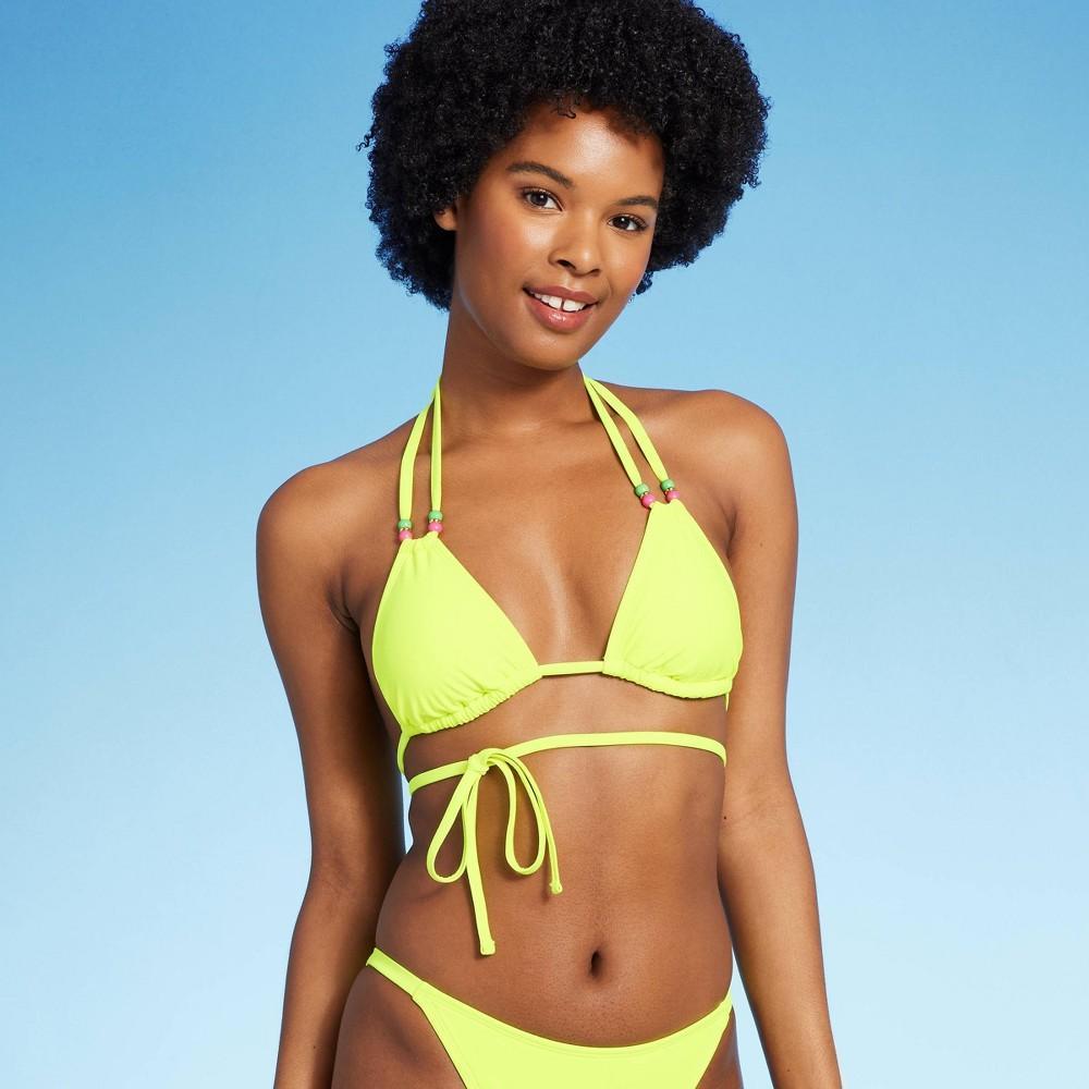 WomensBeaded Wrap Triangle Bikini Top - Wild Fable XS: Strappy, Stretchy, Removable Cups, Crisscross Back Product Image