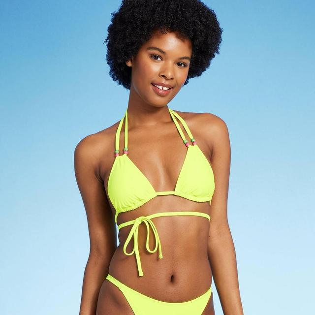 WomensBeaded Wrap Triangle Bikini Top - Wild Fable XS: Strappy, Stretchy, Removable Cups, Crisscross Back Product Image