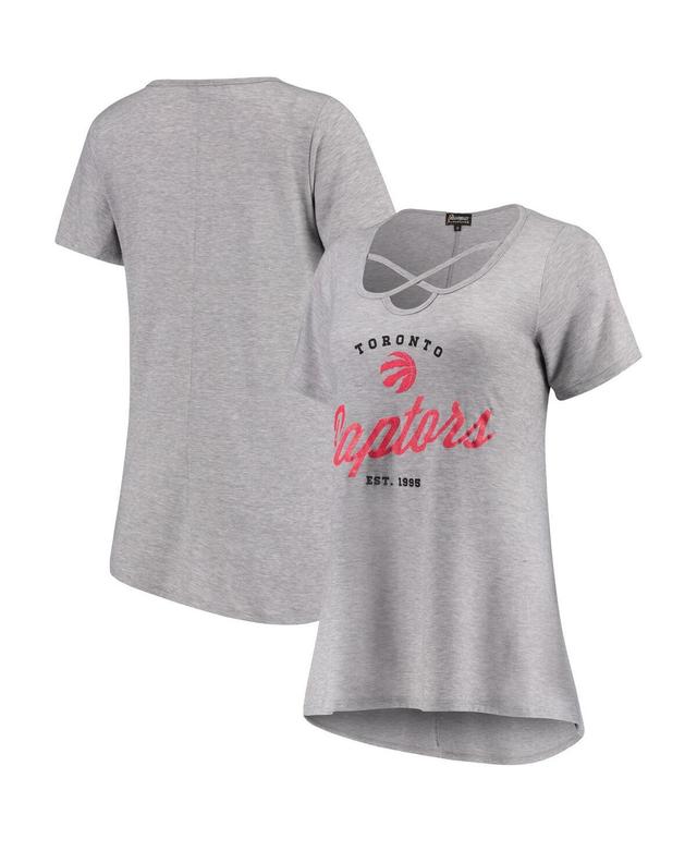 Womens Heathered Gray Toronto Raptors Criss Cross Front Tri-Blend T-shirt Product Image