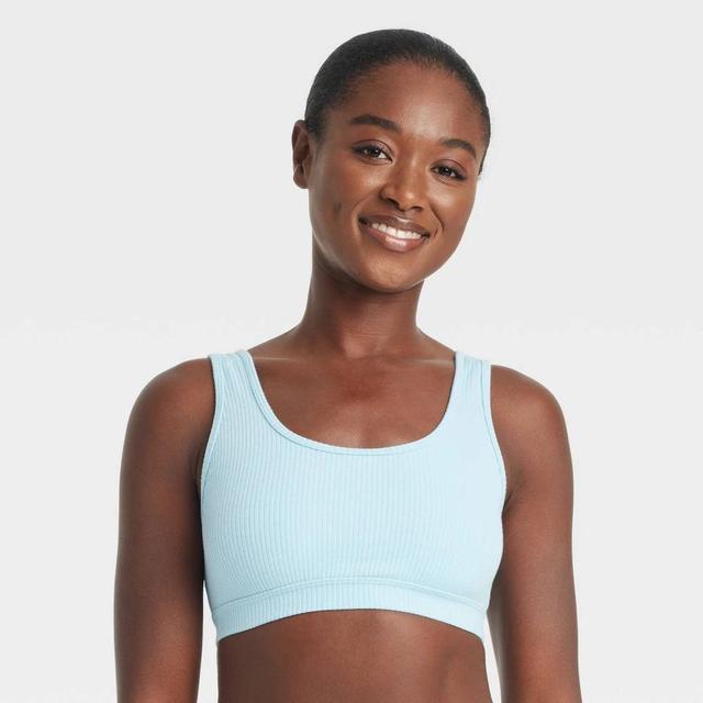 Womens Rib Knit Scoop Bralette - Auden Turquoise Blue XS Product Image