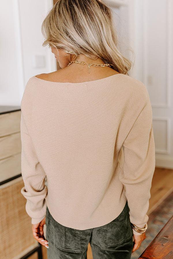 Cinnamon Chai Ribbed Sweater Top in Iced Latte Product Image