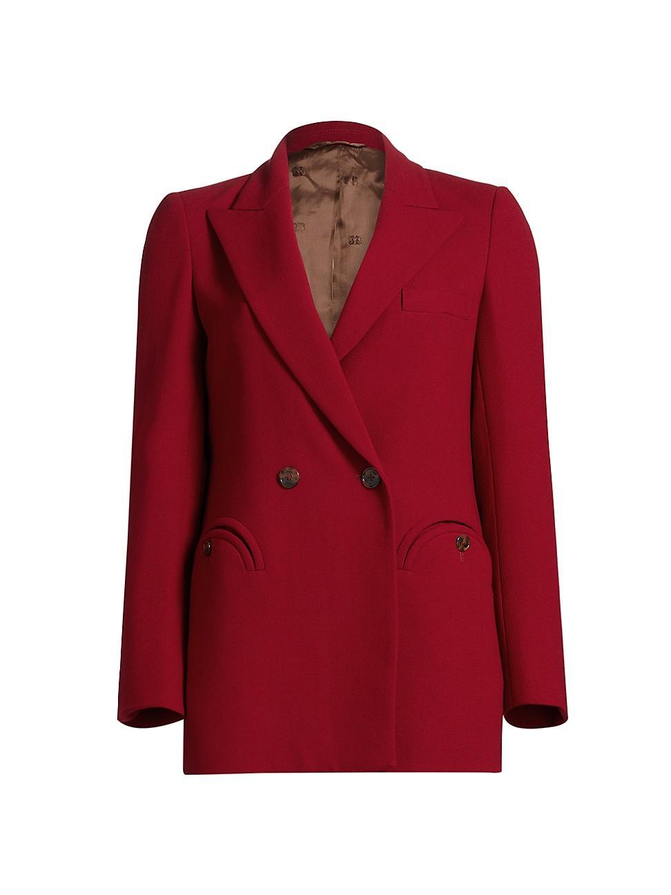 Womens Cool & Easy Virgin-Wool Double-Breasted Blazer product image