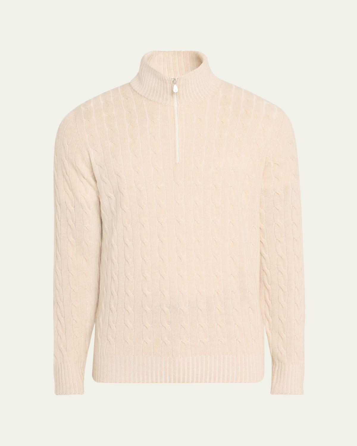 Mens Cashmere Cable Half-Zip Sweater Product Image