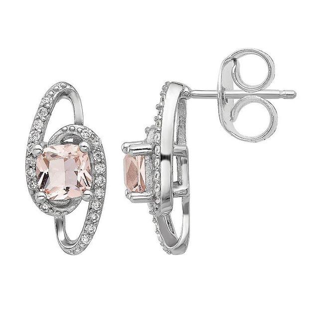 Sophie Miller Sterling Silver Cubic Zirconia & Simulated Morganite Earrings, Womens Product Image