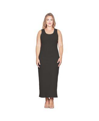 Plus Size Sleeveless Rib-Knit Maxi Dress Product Image