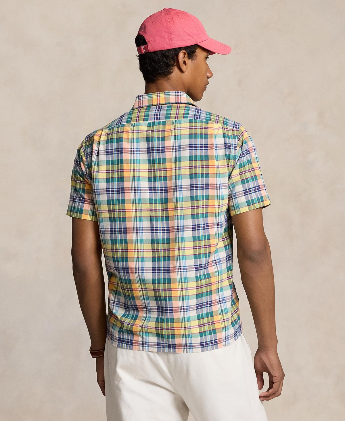 Men's Classic-fit Plaid Oxford Camp Shirt In Yellow Green Multi Product Image