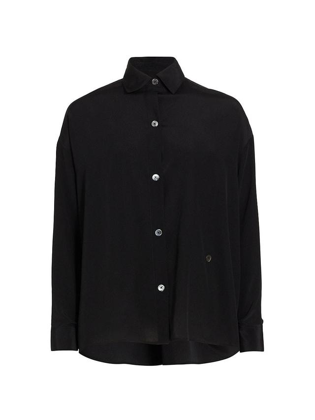 Womens Silk Satin High-Low Shirt Product Image