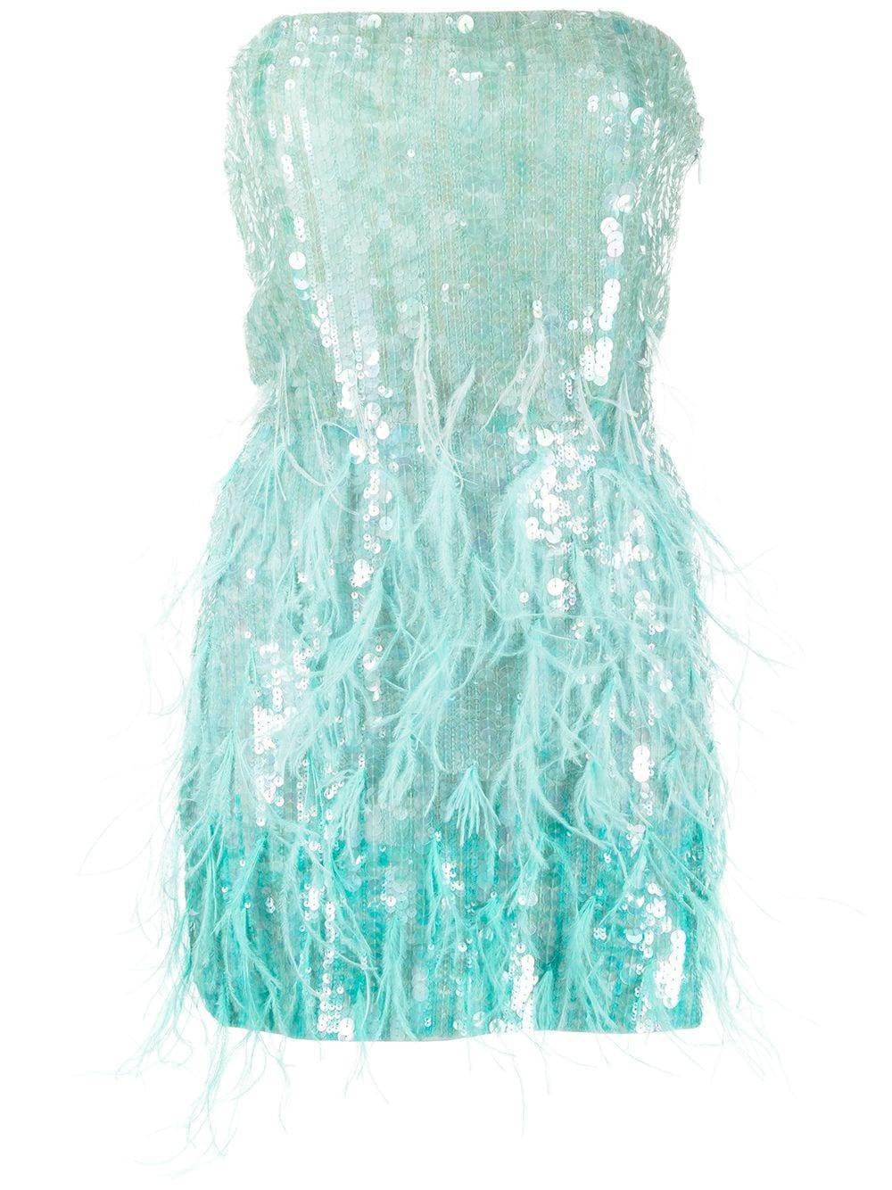 RETROFÉTE Anastasia Sequin-embellished Strapless Dress In Turquoise Powder Product Image