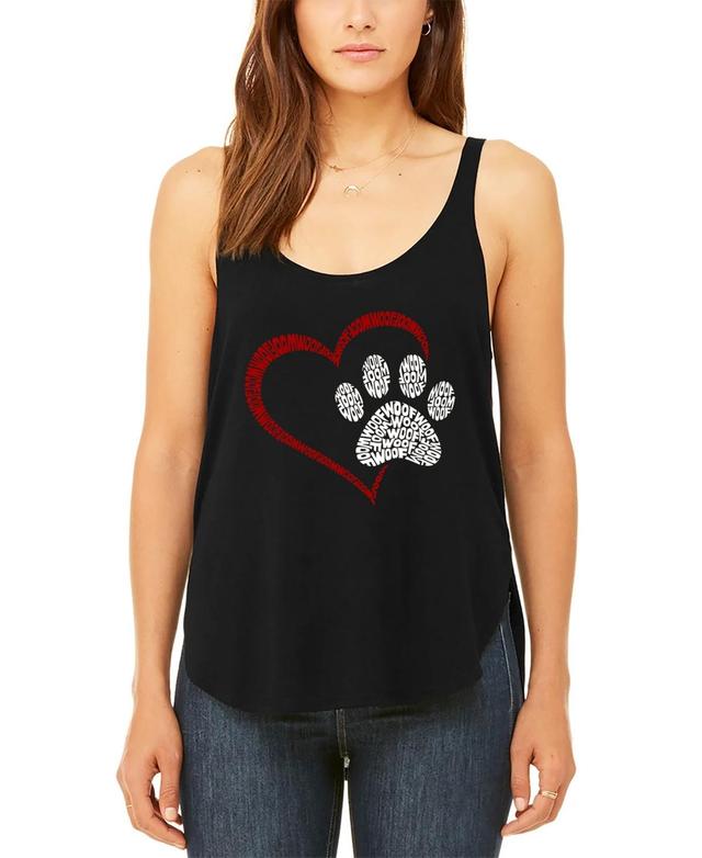 La Pop Art Womens Premium Word Art Paw Heart Flowy Tank Top Product Image