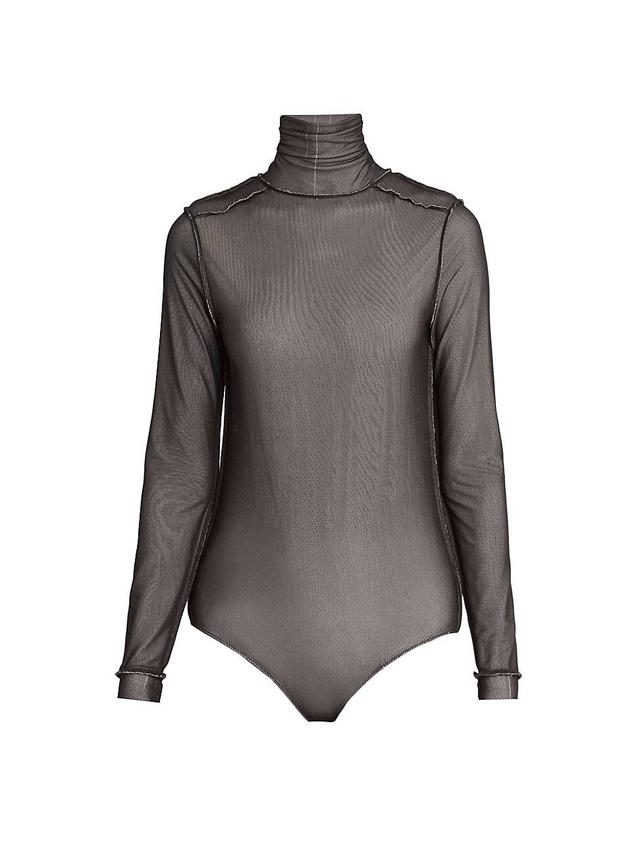 Womens Mesh Turtleneck Bodysuit Product Image