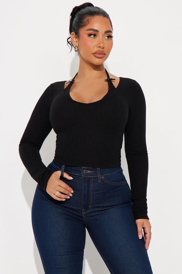 Sarah Ribbed Top - Black Product Image