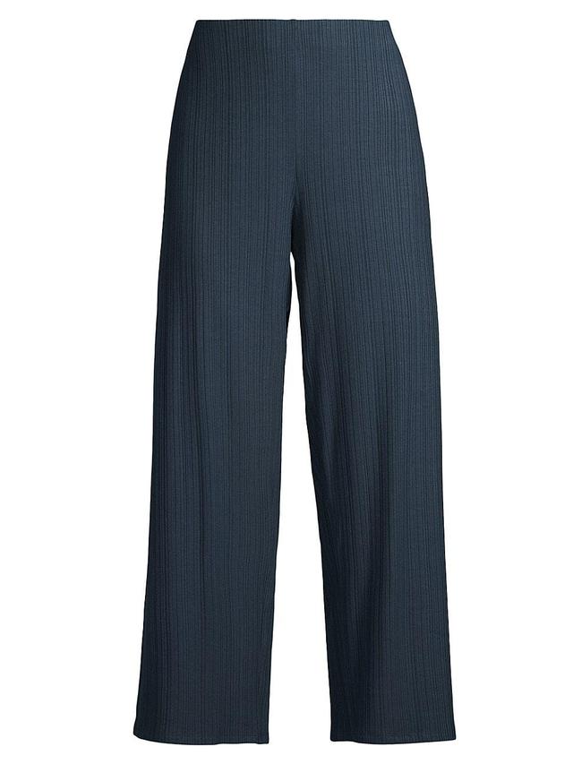 Cropped Wide-Leg Ribbed Knit Pants Product Image