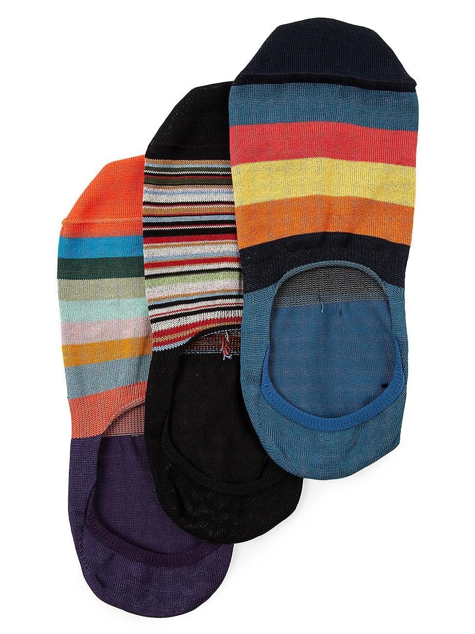 Mens Striped No-Show 3-Piece Socks Set Product Image