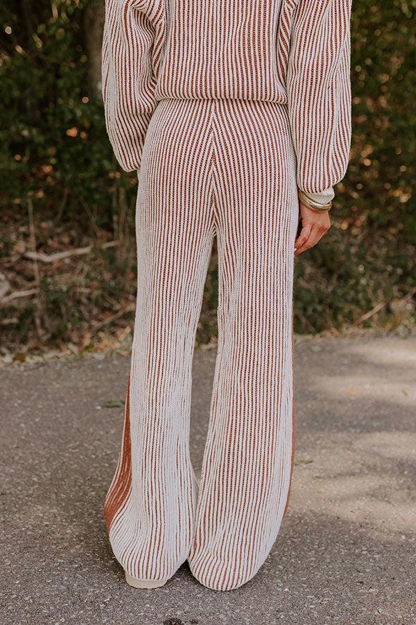 Uptown Chic High Waist Ribbed Pants in Ivory Product Image