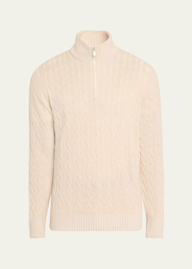 Mens Cashmere Cable Half-Zip Sweater Product Image