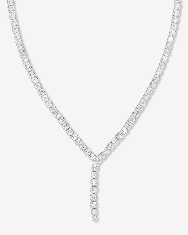 Duchess Lariat Tennis Necklace 18" - Silver|White Diamondettes Product Image