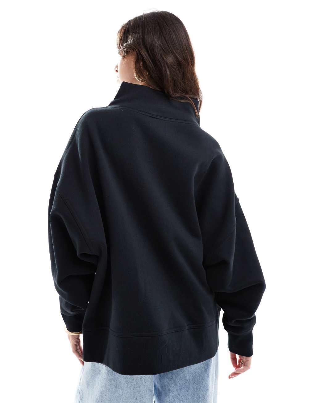 ASOS DESIGN heavyweight high neck sweatshirt in black Product Image