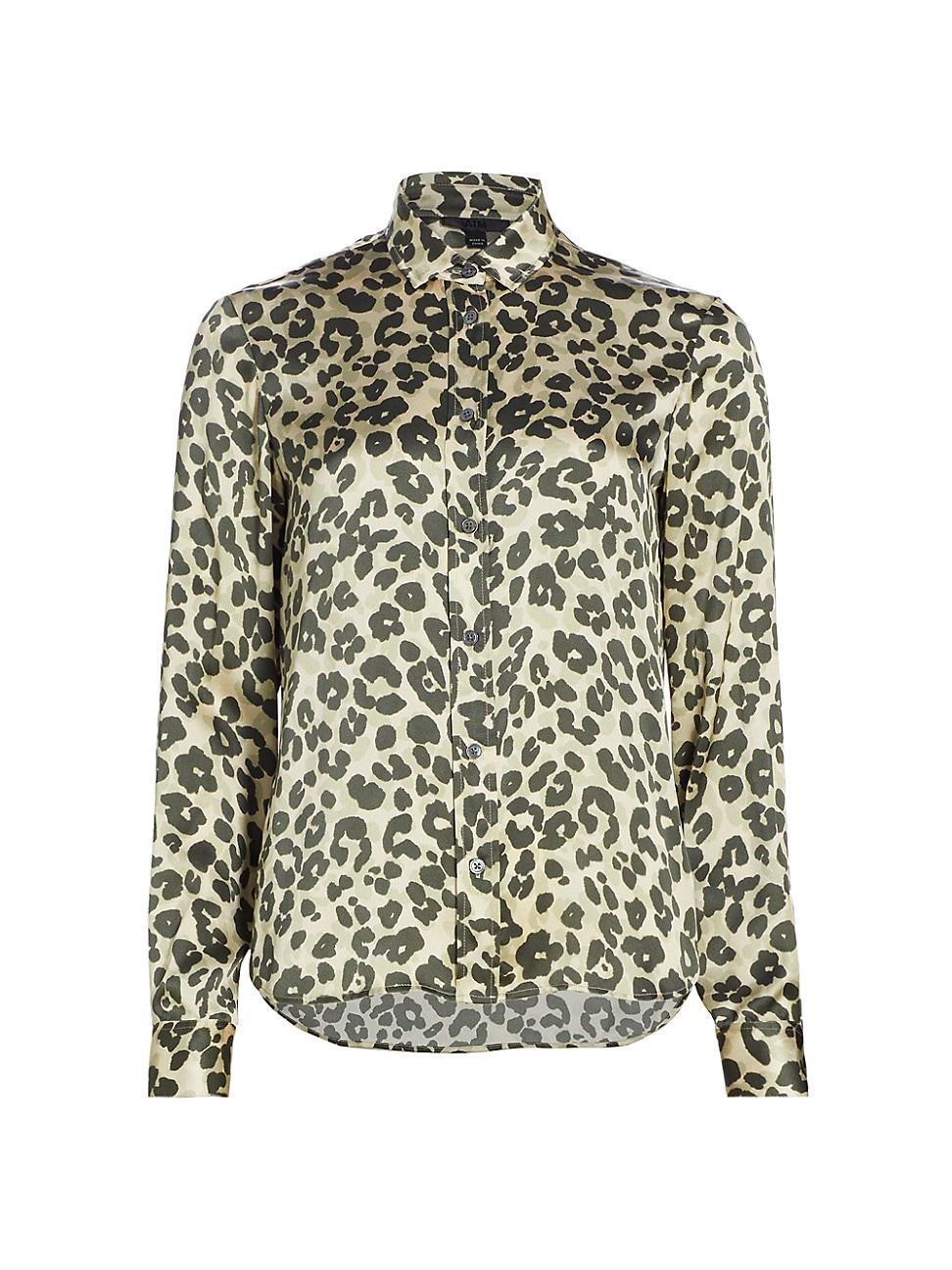 Leopard-Print Silk Charmeuse Slim-Fit Shirt product image