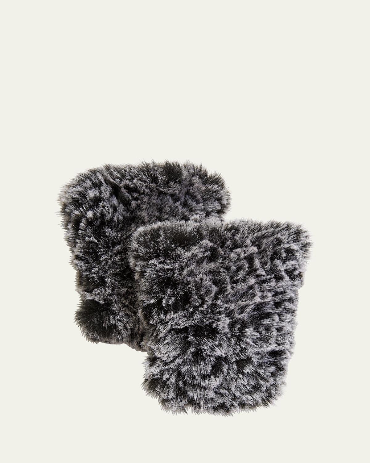 Faux Fur Knitted Fingerless Mittens Product Image