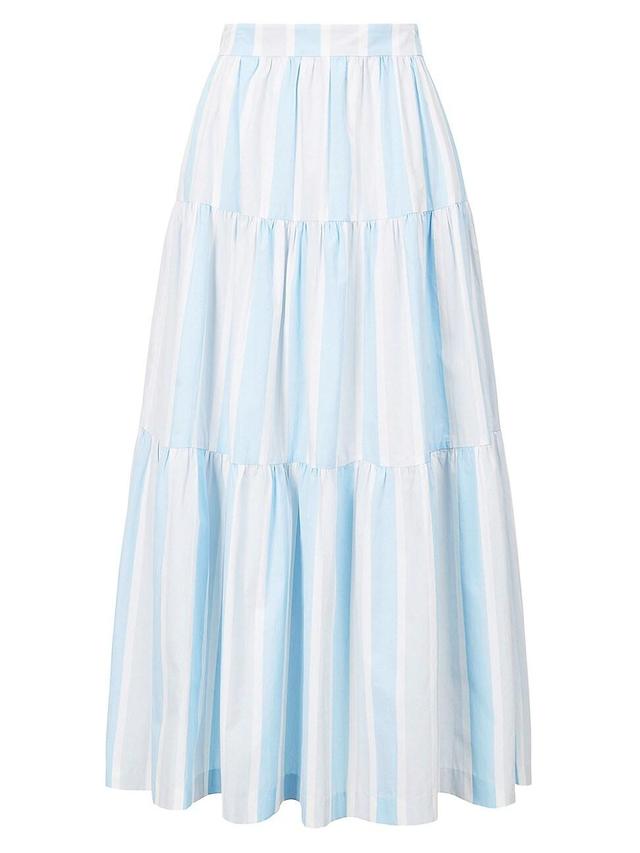 STAUD Sea Stripe Tiered Maxi Skirt Product Image