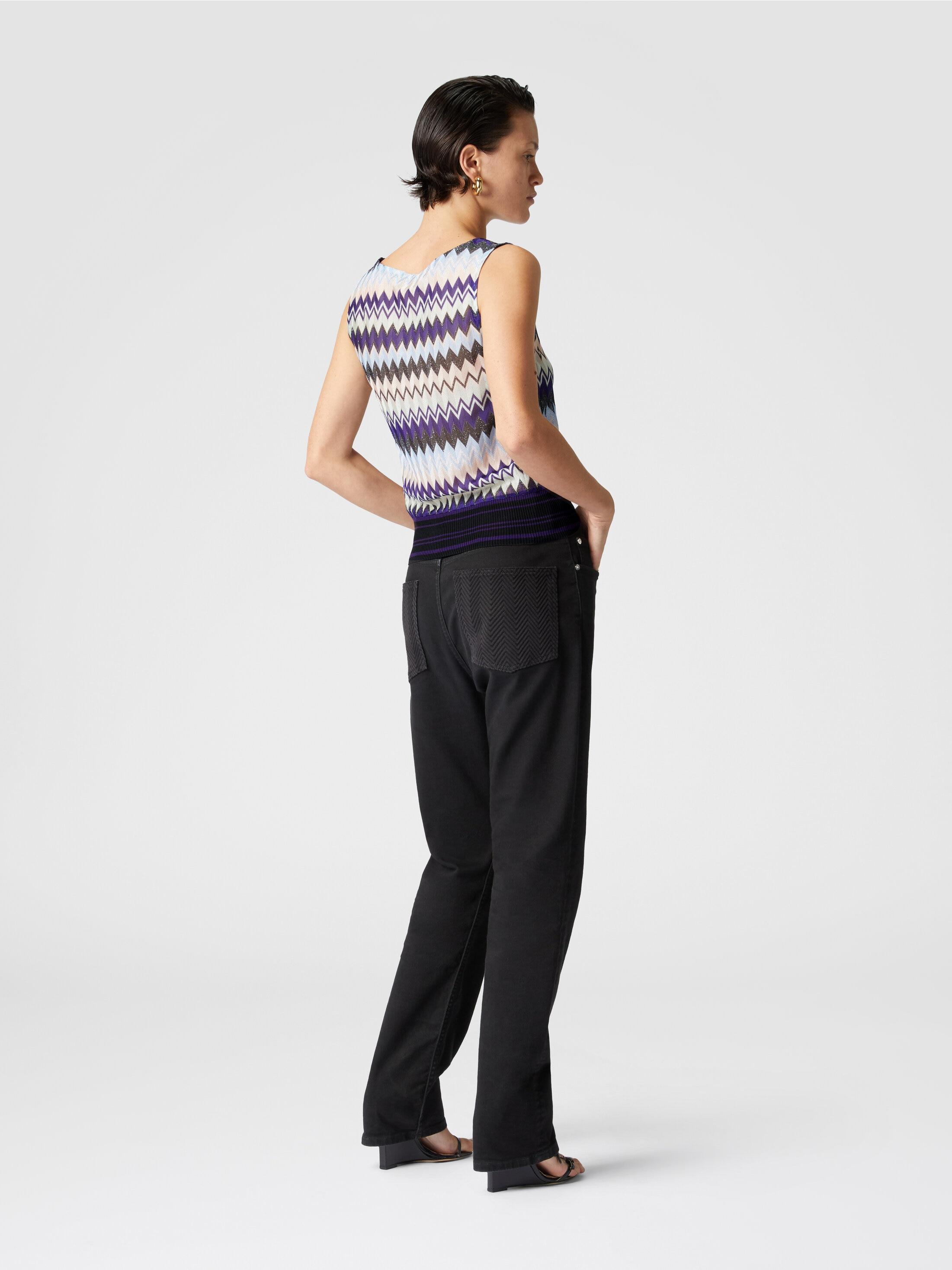 Sleeveless top in zig zag lamé viscose Product Image