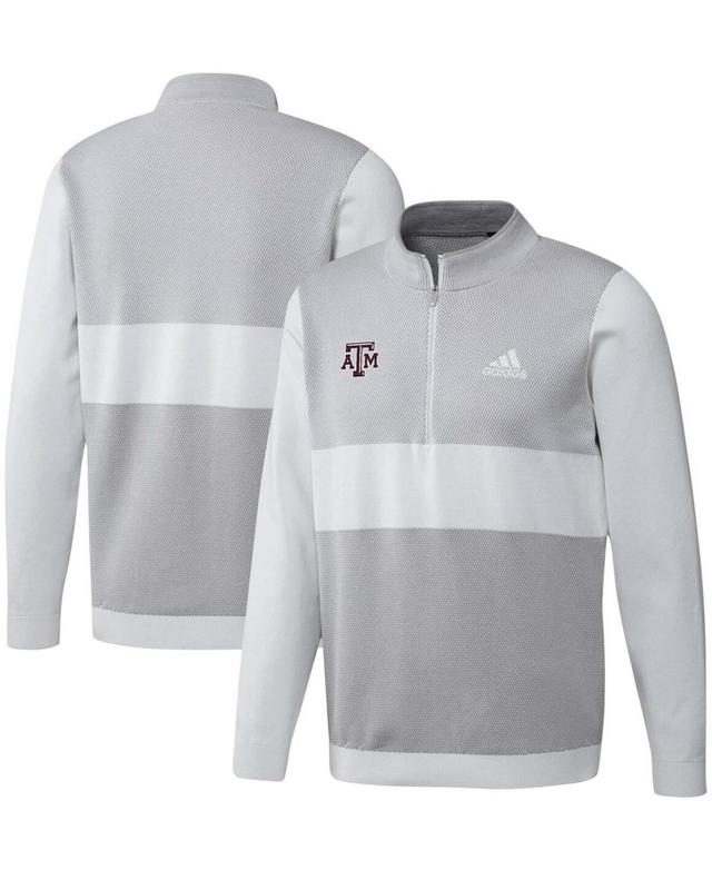 Mens adidas Gray Texas A&M Aggies Knit Quarter-Zip Jacket Product Image