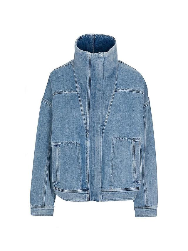 Womens Chambray Denim Zip-Up Jacket Product Image