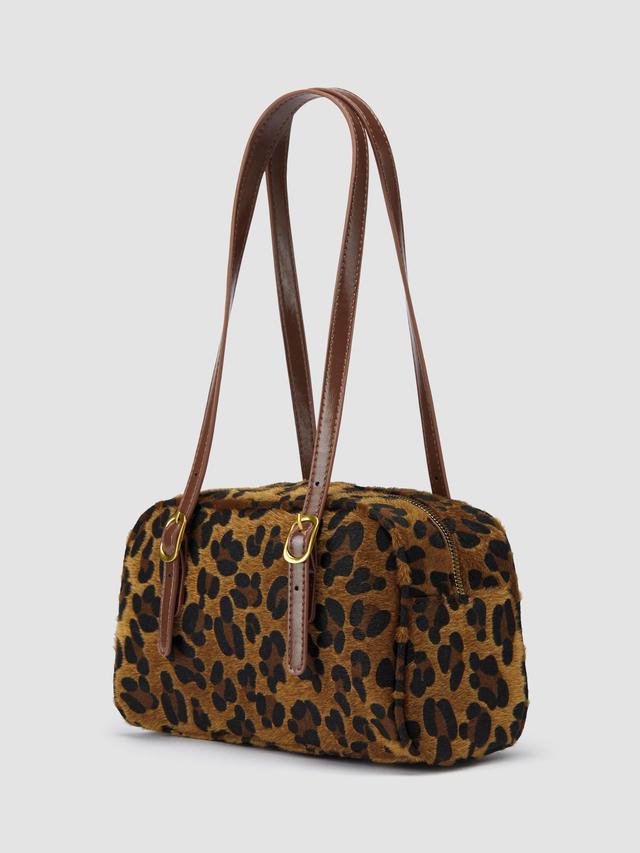 LEOPARD PRINT FAUX FUR SHOULDER BAG Product Image