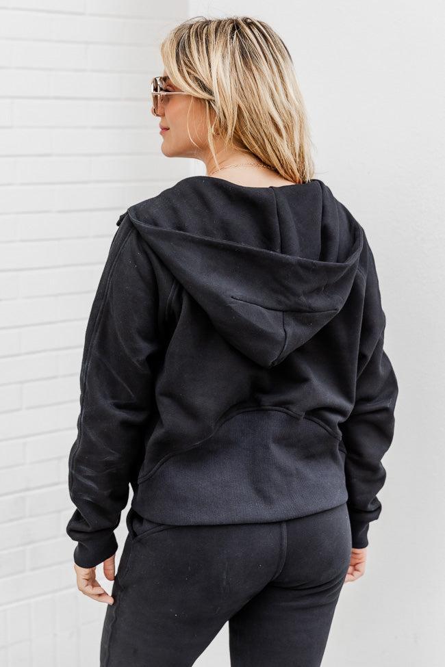 Making It Look Easy Black Ribbed Shoulder Quarter Zip Pullover FINAL SALE Product Image