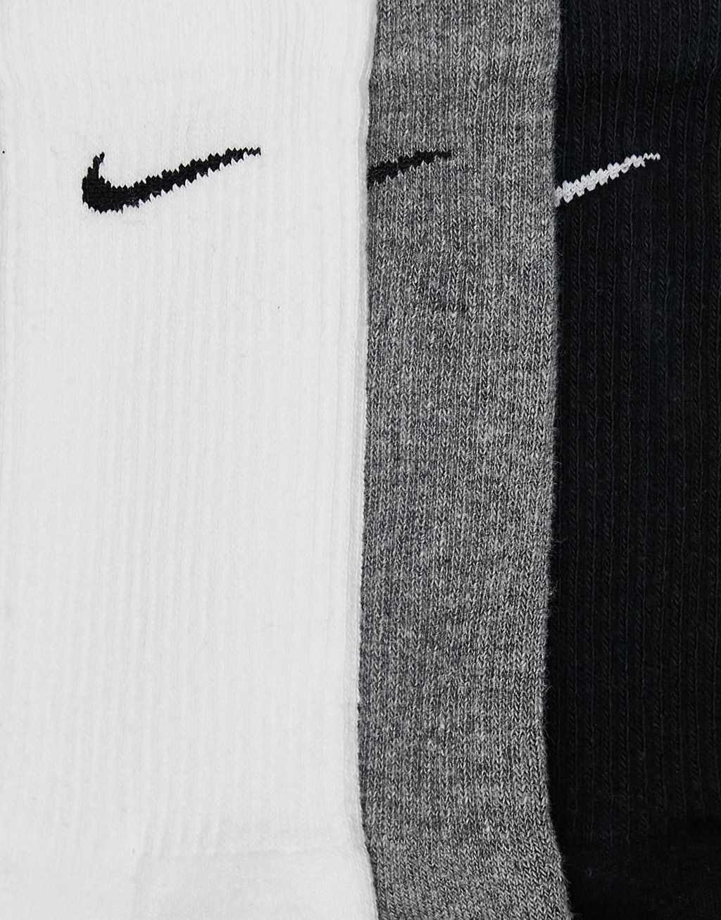 Nike Training Everyday Plus Cushioned 3 pack crew socks in white, gray and black Product Image