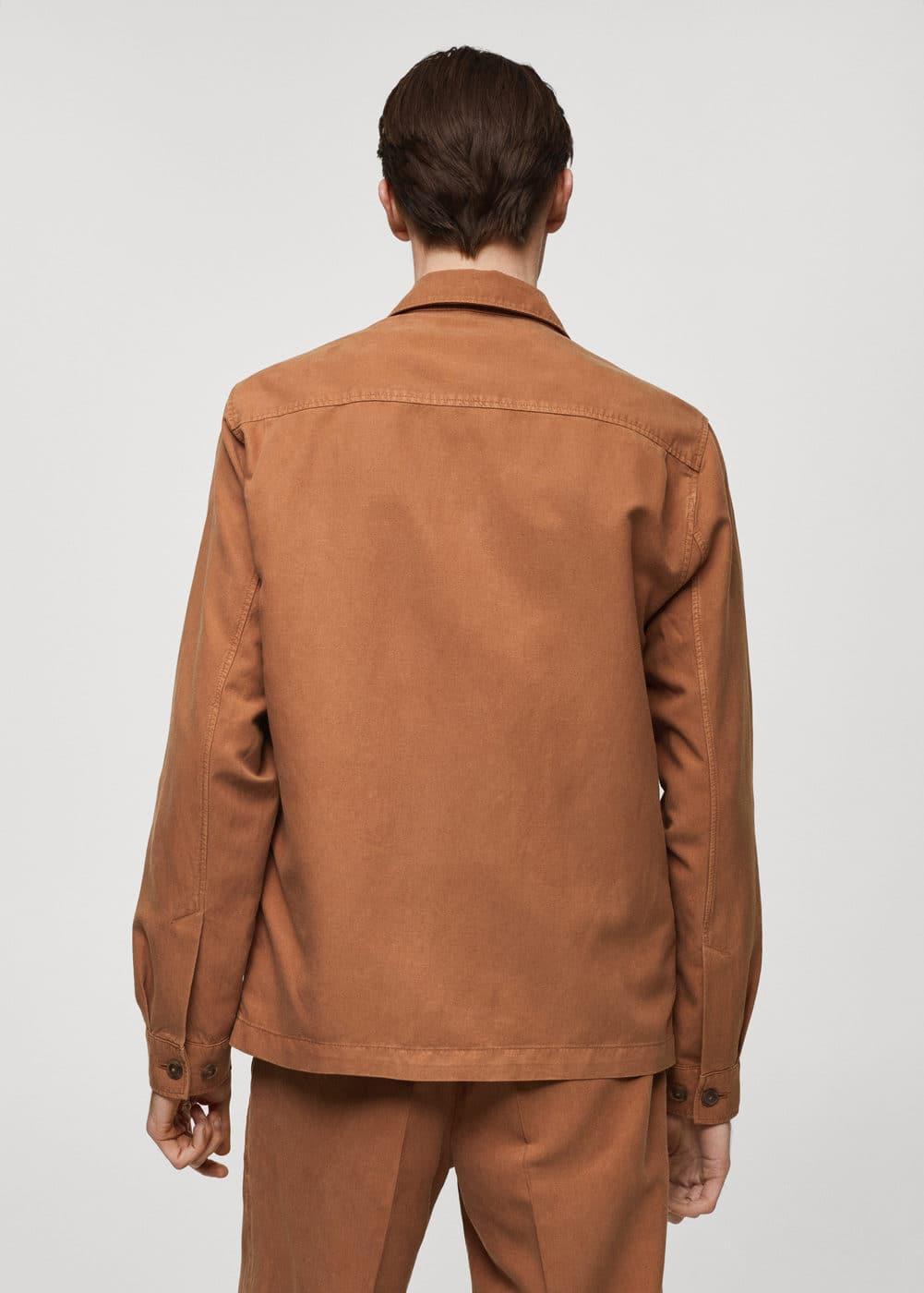 MANGO MAN - Slim-fit Tencel linen overshirt burnt orangeMen Product Image