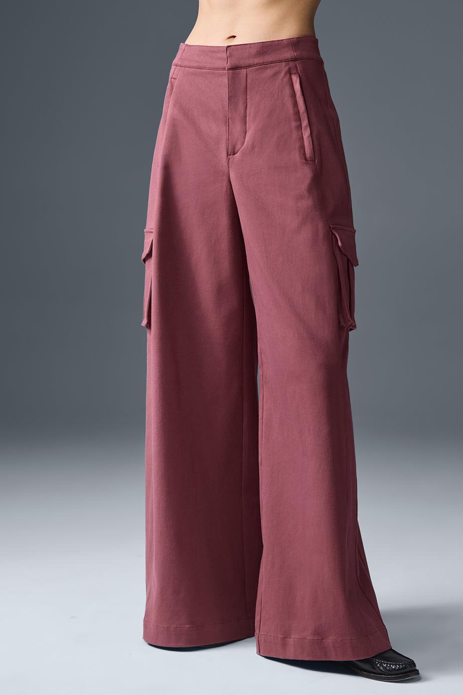 Show Off Cargo Wide Leg Trouser (Long) - Burgundy Truffle Product Image