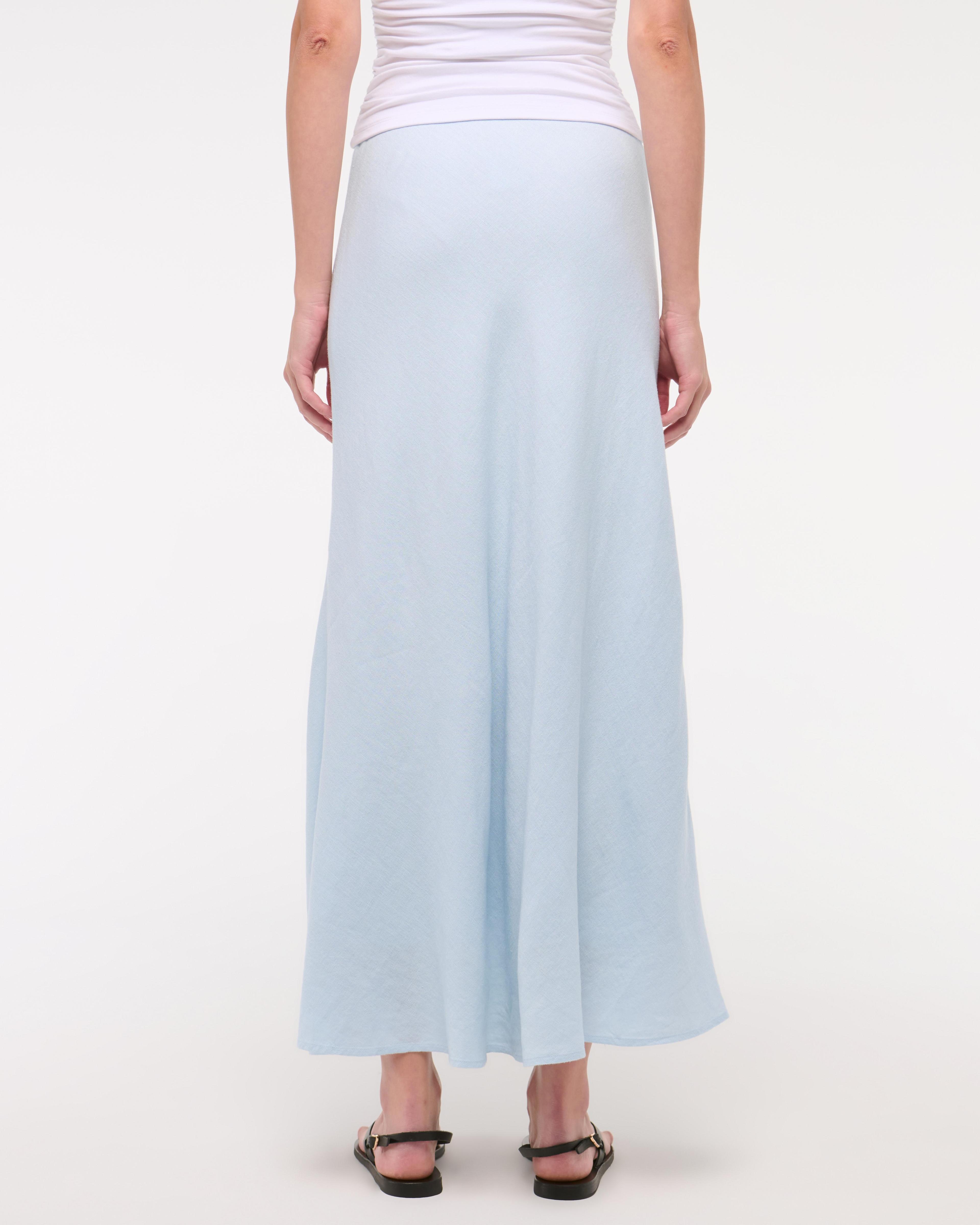 Mid Rise Linen-Blend Maxi Skirt Product Image