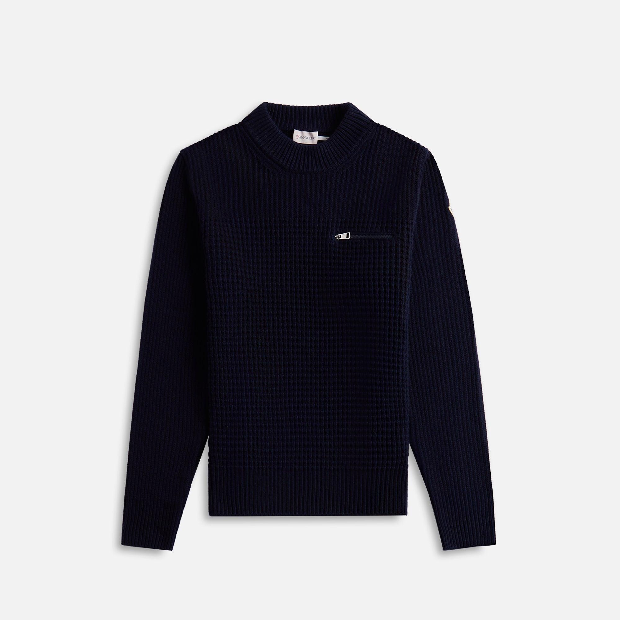 Moncler Wool Cashmere Crewneck - Dark Blue Male Product Image