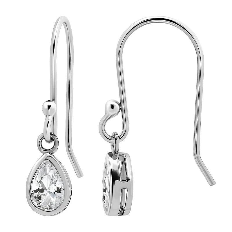 Aleure Precioso Sterling Silver Cubic Zirconia Pear Cut Drop Earrings, Womens Product Image