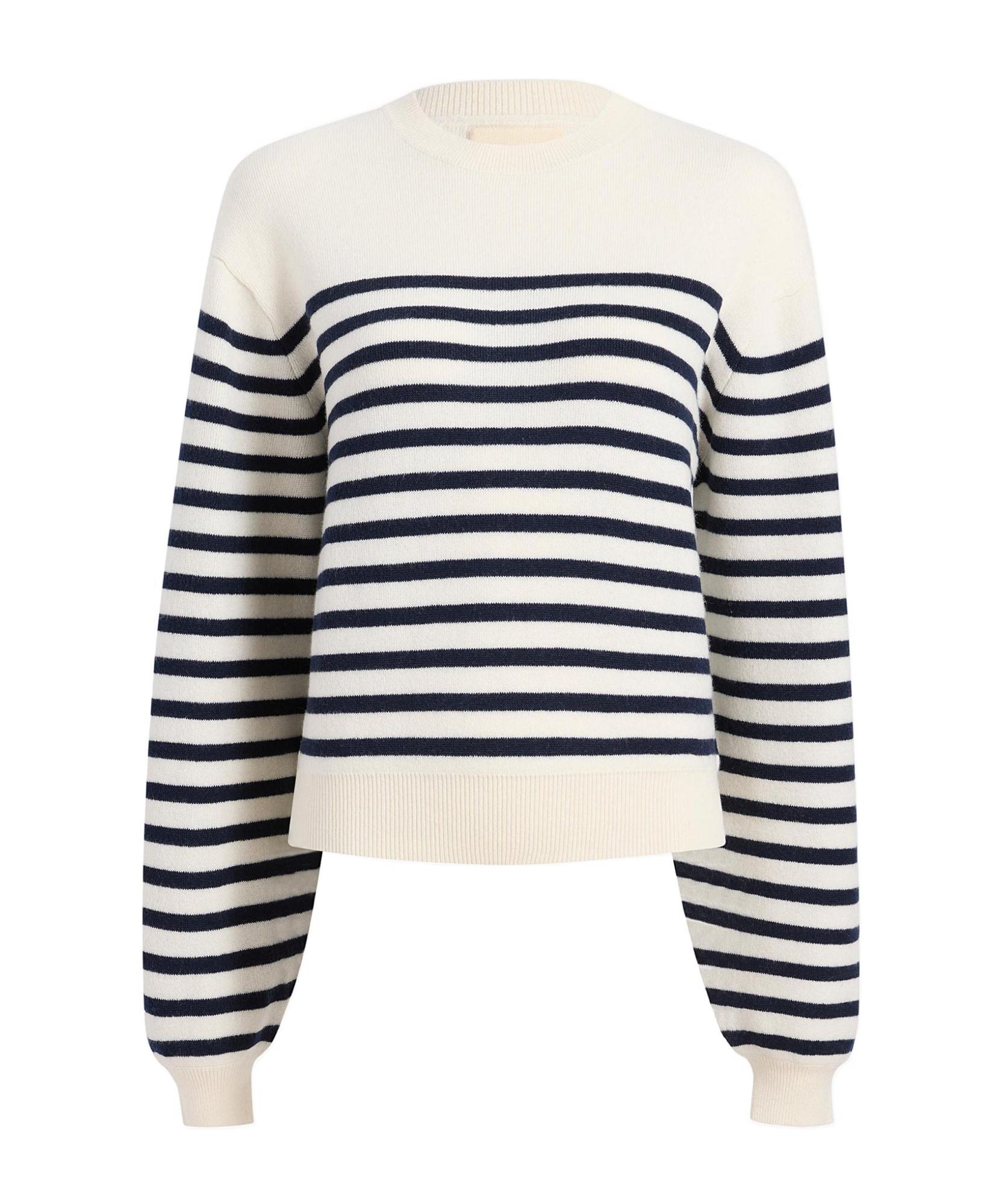 KHAITE Striped Pullover In White Product Image