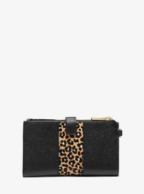 Adele Leather and Leopard Print Calf Hair Smartphone Wallet Product Image