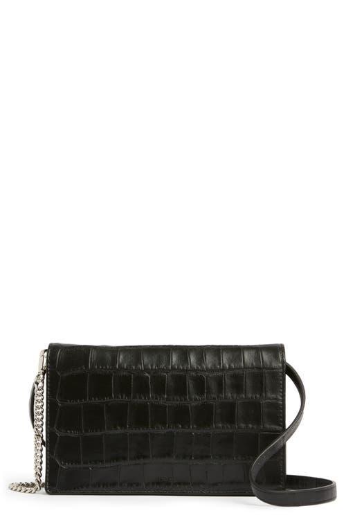 AllSaints Fetch Croc Embossed Leather Chain Crossbody Wallet Product Image