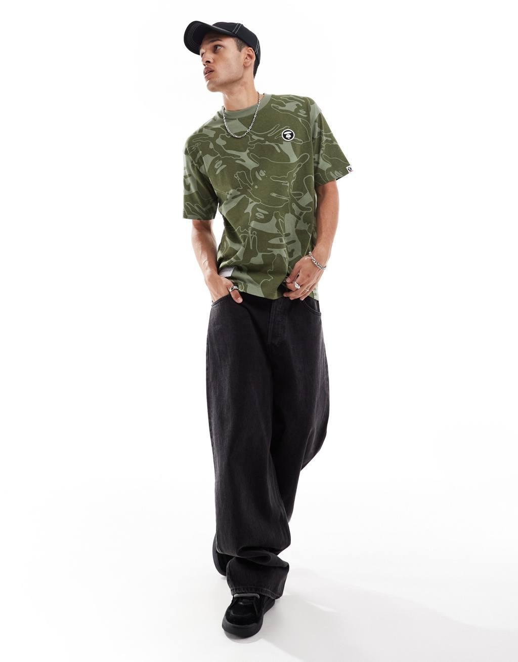 Aape By A Bathing Ape short sleeve T-shirt in green camo Product Image