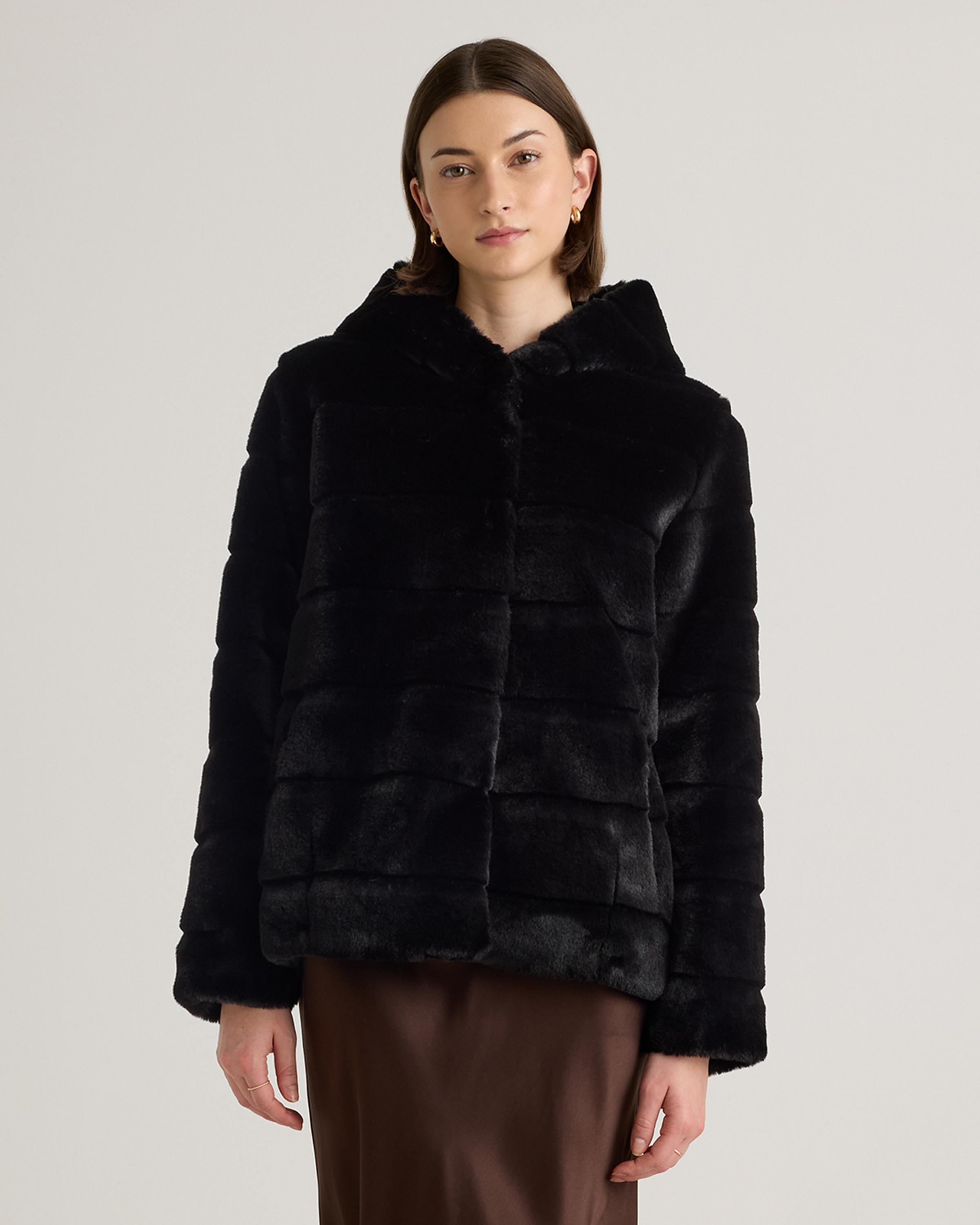 Hooded Faux Fur Jacket Product Image